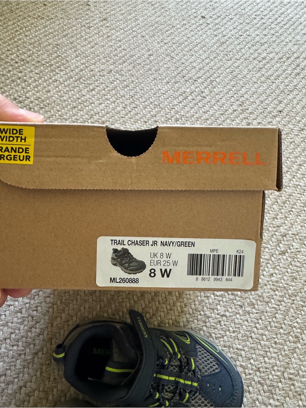 NEW Merrell Kids Trail Shoes - 8W (Toddler) Navy with Lime - Picture 4 of 4